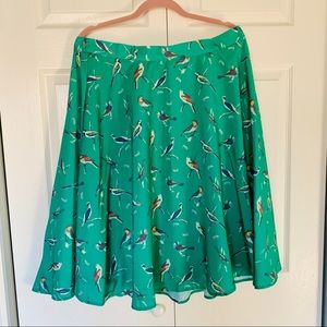 ModCloth Just This Sway A-Line Skirt in Jade Birds
